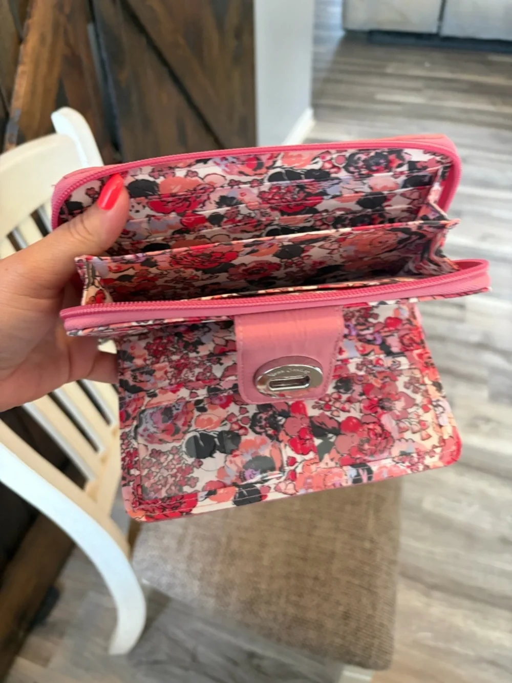 Vera Bradley Coral Quilted Zip-Around Wallet with Turn-Lock Tab - Picture 2 of 5